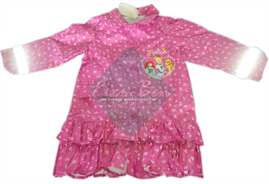 Kids Raincoats for Girls with Reflective Tape